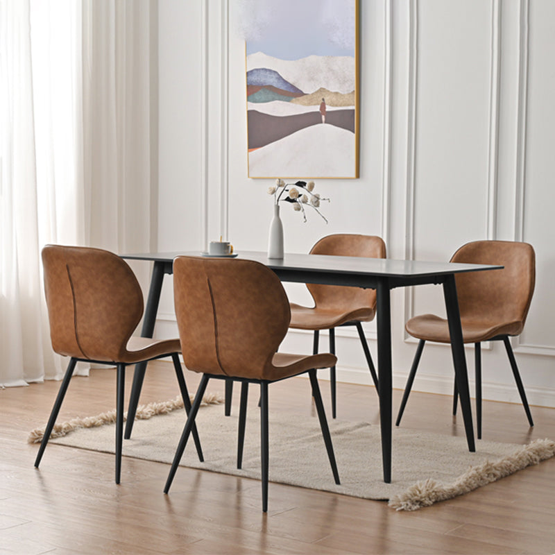 Metal Industrial Side Chair Matte Finish Wingback Dining Chair