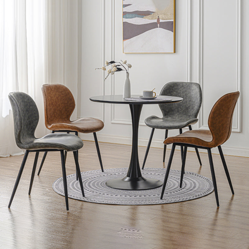 Metal Industrial Side Chair Matte Finish Wingback Dining Chair