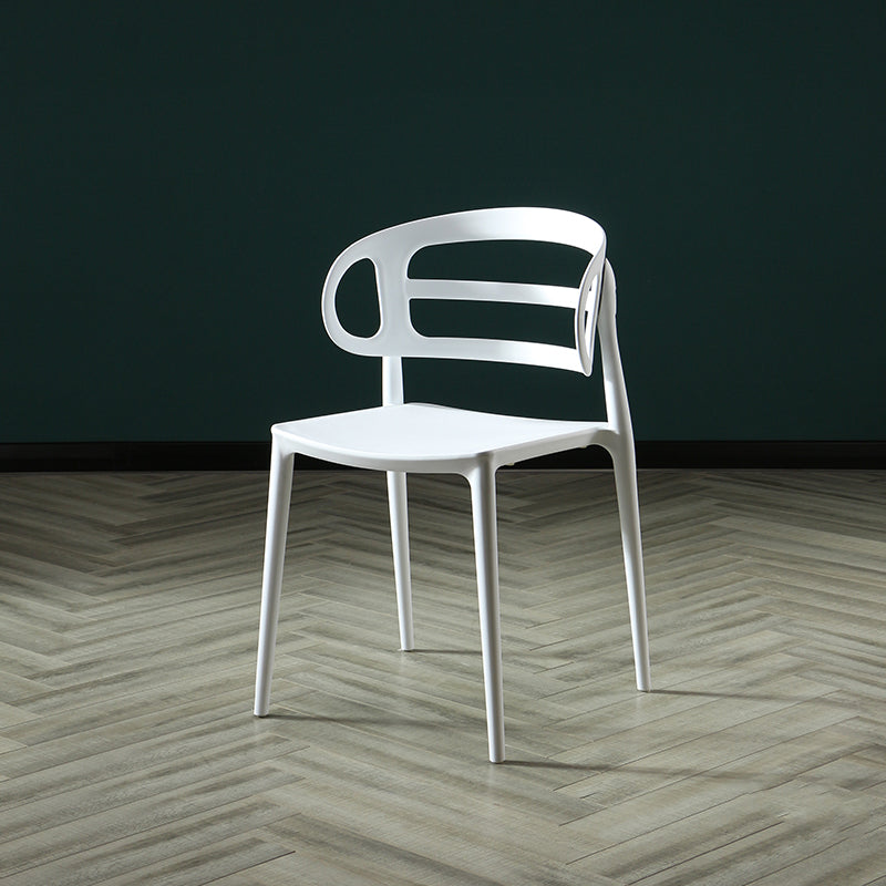 Scandinavian Arm Dining Chairs Plastic Low Back Dining Side Chair for Home White 1 Piece Clearhalo 'Dining Chairs' 'Dining Tables & Seating' 'dining_chair' 'furn' 'furn_dining_chair' 'Furniture' 'Kitchen & Dining Furniture' 5897478