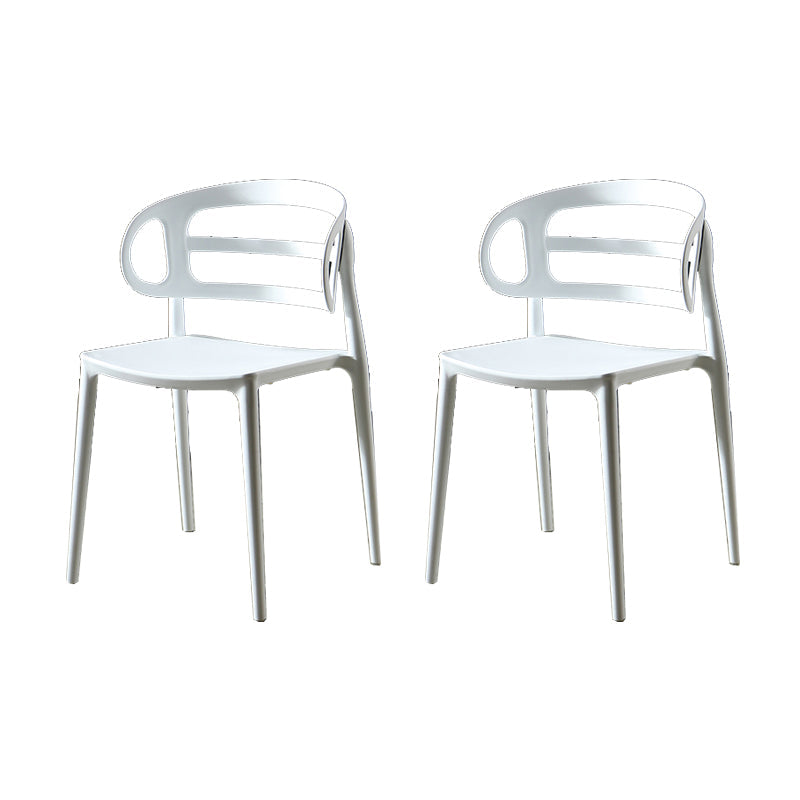 Scandinavian Arm Dining Chairs Plastic Low Back Dining Side Chair for Home White 2 Piece Set Clearhalo 'Dining Chairs' 'Dining Tables & Seating' 'dining_chair' 'furn' 'furn_dining_chair' 'Furniture' 'Kitchen & Dining Furniture' 5897479
