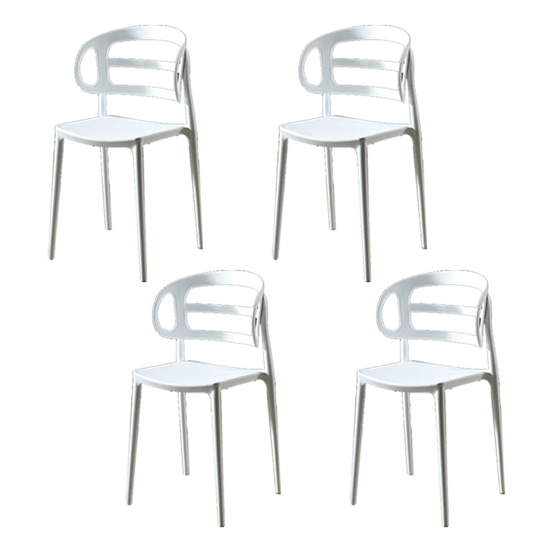 Scandinavian Arm Dining Chairs Plastic Low Back Dining Side Chair for Home White 4 Piece Set Clearhalo 'Dining Chairs' 'Dining Tables & Seating' 'dining_chair' 'furn' 'furn_dining_chair' 'Furniture' 'Kitchen & Dining Furniture' 5897481