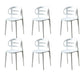 Scandinavian Arm Dining Chairs Plastic Low Back Dining Side Chair for Home White 6 Piece Set Clearhalo 'Dining Chairs' 'Dining Tables & Seating' 'dining_chair' 'furn' 'furn_dining_chair' 'Furniture' 'Kitchen & Dining Furniture' 5897484