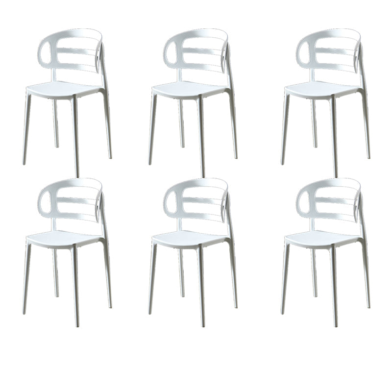 Scandinavian Arm Dining Chairs Plastic Low Back Dining Side Chair for Home White 6 Piece Set Clearhalo 'Dining Chairs' 'Dining Tables & Seating' 'dining_chair' 'furn' 'furn_dining_chair' 'Furniture' 'Kitchen & Dining Furniture' 5897484