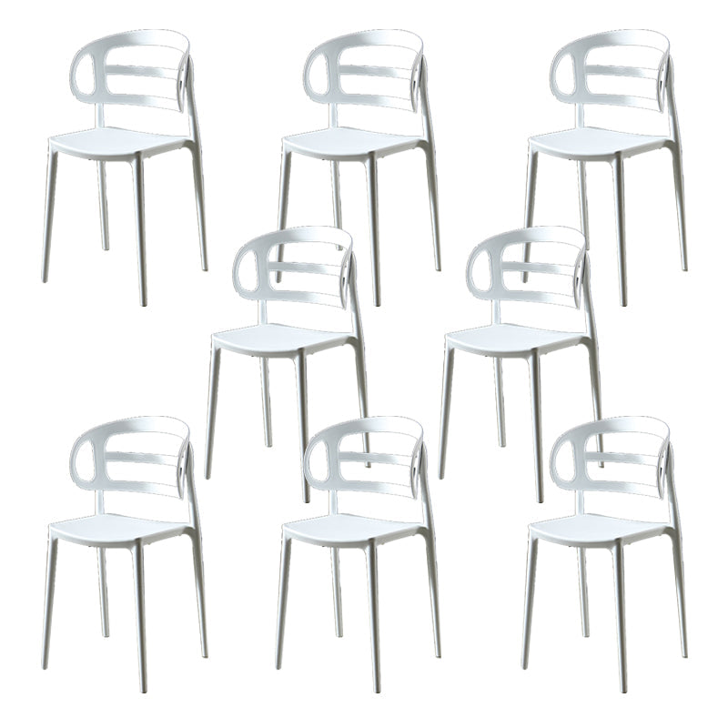 Scandinavian Arm Dining Chairs Plastic Low Back Dining Side Chair for Home White 8 Piece Set Clearhalo 'Dining Chairs' 'Dining Tables & Seating' 'dining_chair' 'furn' 'furn_dining_chair' 'Furniture' 'Kitchen & Dining Furniture' 5897485