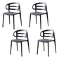 Scandinavian Arm Dining Chairs Plastic Low Back Dining Side Chair for Home Grey 4 Piece Set Clearhalo 'Dining Chairs' 'Dining Tables & Seating' 'dining_chair' 'furn' 'furn_dining_chair' 'Furniture' 'Kitchen & Dining Furniture' 5897492