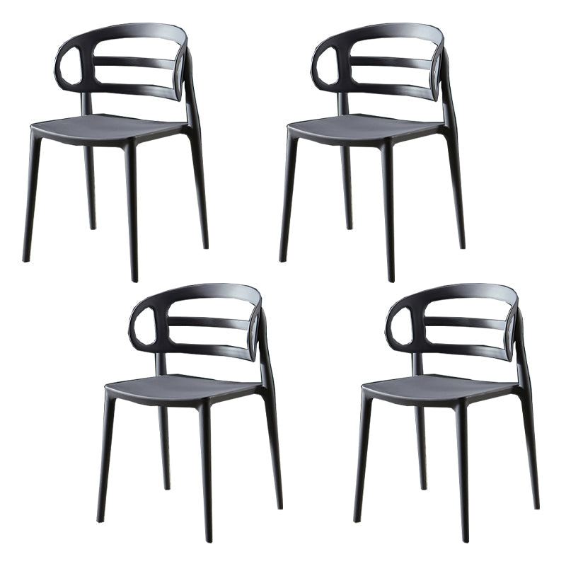 Scandinavian Arm Dining Chairs Plastic Low Back Dining Side Chair for Home Grey 4 Piece Set Clearhalo 'Dining Chairs' 'Dining Tables & Seating' 'dining_chair' 'furn' 'furn_dining_chair' 'Furniture' 'Kitchen & Dining Furniture' 5897492