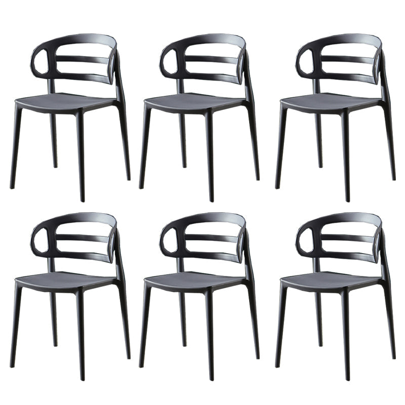 Scandinavian Arm Dining Chairs Plastic Low Back Dining Side Chair for Home Grey 6 Piece Set Clearhalo 'Dining Chairs' 'Dining Tables & Seating' 'dining_chair' 'furn' 'furn_dining_chair' 'Furniture' 'Kitchen & Dining Furniture' 5897494