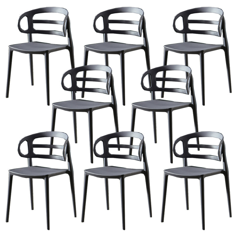 Scandinavian Arm Dining Chairs Plastic Low Back Dining Side Chair for Home Grey 8 Piece Set Clearhalo 'Dining Chairs' 'Dining Tables & Seating' 'dining_chair' 'furn' 'furn_dining_chair' 'Furniture' 'Kitchen & Dining Furniture' 5897496