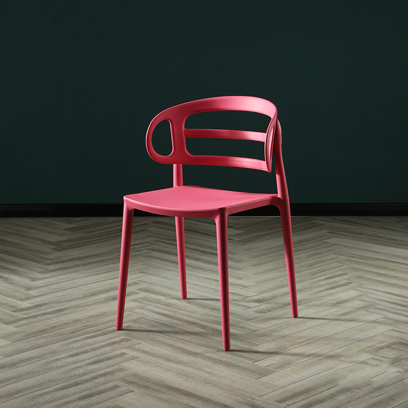 Scandinavian Arm Dining Chairs Plastic Low Back Dining Side Chair for Home Red 1 Piece Clearhalo 'Dining Chairs' 'Dining Tables & Seating' 'dining_chair' 'furn' 'furn_dining_chair' 'Furniture' 'Kitchen & Dining Furniture' 5897497