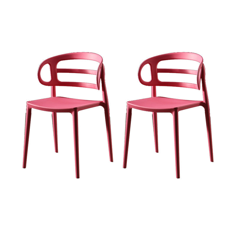 Scandinavian Arm Dining Chairs Plastic Low Back Dining Side Chair for Home Red 2 Piece Set Clearhalo 'Dining Chairs' 'Dining Tables & Seating' 'dining_chair' 'furn' 'furn_dining_chair' 'Furniture' 'Kitchen & Dining Furniture' 5897499