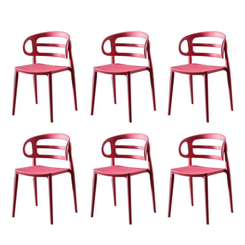 Scandinavian Arm Dining Chairs Plastic Low Back Dining Side Chair for Home Red 6 Piece Set Clearhalo 'Dining Chairs' 'Dining Tables & Seating' 'dining_chair' 'furn' 'furn_dining_chair' 'Furniture' 'Kitchen & Dining Furniture' 5897504