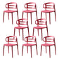 Scandinavian Arm Dining Chairs Plastic Low Back Dining Side Chair for Home Red 8 Piece Set Clearhalo 'Dining Chairs' 'Dining Tables & Seating' 'dining_chair' 'furn' 'furn_dining_chair' 'Furniture' 'Kitchen & Dining Furniture' 5897506