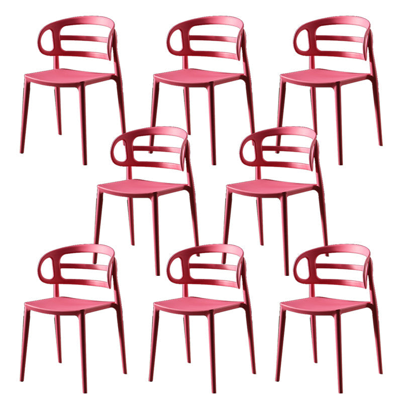 Scandinavian Arm Dining Chairs Plastic Low Back Dining Side Chair for Home Red 8 Piece Set Clearhalo 'Dining Chairs' 'Dining Tables & Seating' 'dining_chair' 'furn' 'furn_dining_chair' 'Furniture' 'Kitchen & Dining Furniture' 5897506
