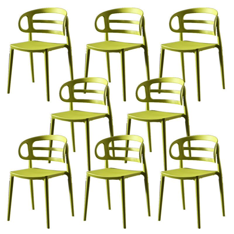 Scandinavian Arm Dining Chairs Plastic Low Back Dining Side Chair for Home Green 8 Piece Set Clearhalo 'Dining Chairs' 'Dining Tables & Seating' 'dining_chair' 'furn' 'furn_dining_chair' 'Furniture' 'Kitchen & Dining Furniture' 5897516
