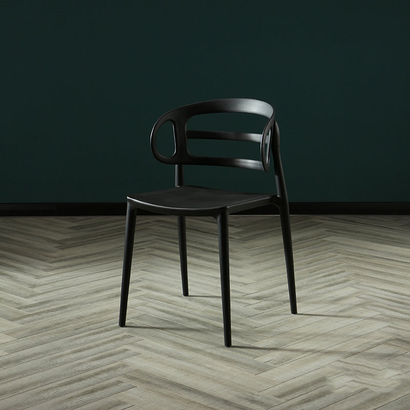 Scandinavian Arm Dining Chairs Plastic Low Back Dining Side Chair for Home Black 1 Piece Clearhalo 'Dining Chairs' 'Dining Tables & Seating' 'dining_chair' 'furn' 'furn_dining_chair' 'Furniture' 'Kitchen & Dining Furniture' 5897517