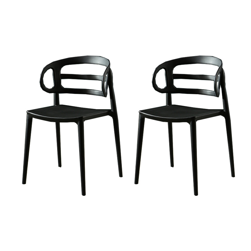 Scandinavian Arm Dining Chairs Plastic Low Back Dining Side Chair for Home Black 2 Piece Set Clearhalo 'Dining Chairs' 'Dining Tables & Seating' 'dining_chair' 'furn' 'furn_dining_chair' 'Furniture' 'Kitchen & Dining Furniture' 5897518