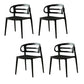 Scandinavian Arm Dining Chairs Plastic Low Back Dining Side Chair for Home Black 4 Piece Set Clearhalo 'Dining Chairs' 'Dining Tables & Seating' 'dining_chair' 'furn' 'furn_dining_chair' 'Furniture' 'Kitchen & Dining Furniture' 5897519