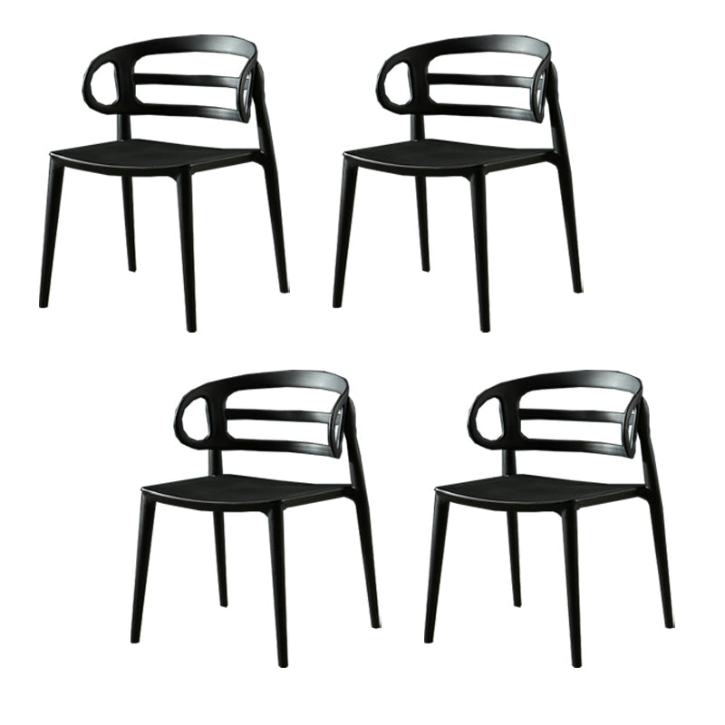 Scandinavian Arm Dining Chairs Plastic Low Back Dining Side Chair for Home Black 4 Piece Set Clearhalo 'Dining Chairs' 'Dining Tables & Seating' 'dining_chair' 'furn' 'furn_dining_chair' 'Furniture' 'Kitchen & Dining Furniture' 5897519
