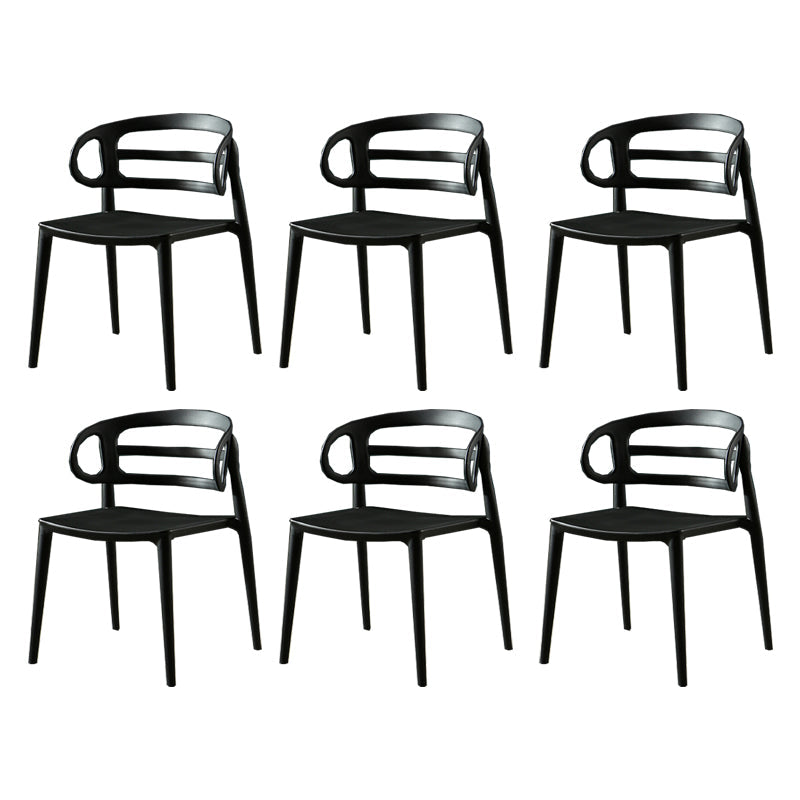 Scandinavian Arm Dining Chairs Plastic Low Back Dining Side Chair for Home Black 6 Piece Set Clearhalo 'Dining Chairs' 'Dining Tables & Seating' 'dining_chair' 'furn' 'furn_dining_chair' 'Furniture' 'Kitchen & Dining Furniture' 5897520