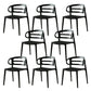 Scandinavian Arm Dining Chairs Plastic Low Back Dining Side Chair for Home Black 8 Piece Set Clearhalo 'Dining Chairs' 'Dining Tables & Seating' 'dining_chair' 'furn' 'furn_dining_chair' 'Furniture' 'Kitchen & Dining Furniture' 5897521