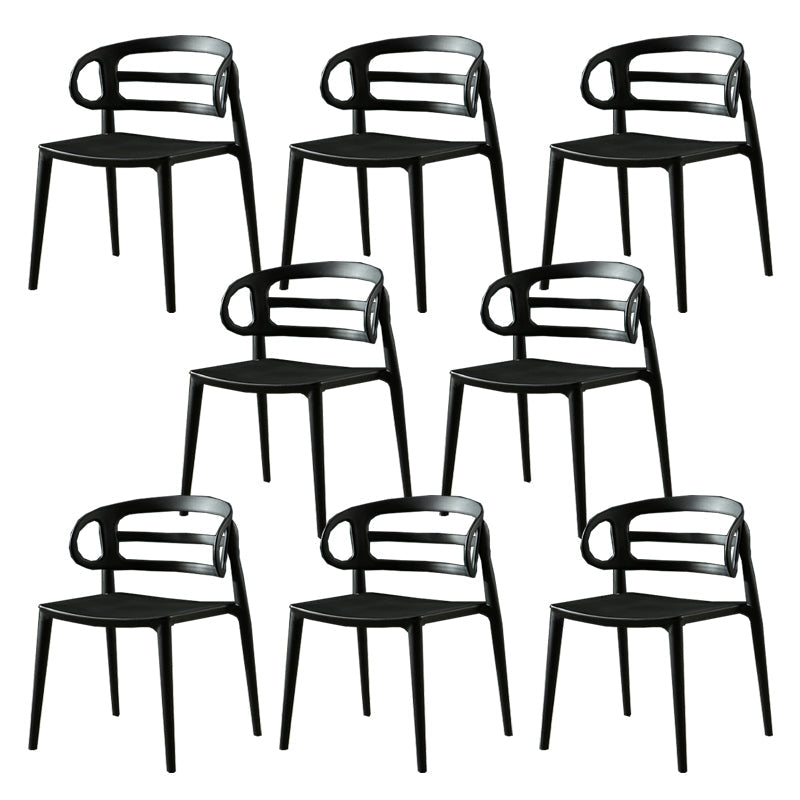 Scandinavian Arm Dining Chairs Plastic Low Back Dining Side Chair for Home Black 8 Piece Set Clearhalo 'Dining Chairs' 'Dining Tables & Seating' 'dining_chair' 'furn' 'furn_dining_chair' 'Furniture' 'Kitchen & Dining Furniture' 5897521