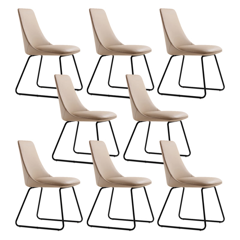 Brown and Beige Dining Chairs Contemporary Armless Dining Side Chair
