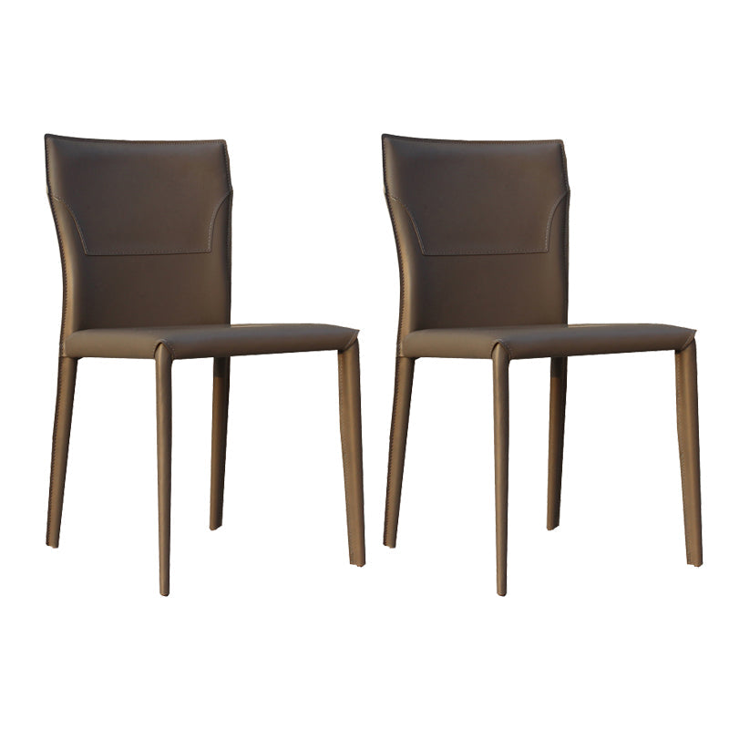Contemporary Armless Dining Chairs Upholstered Chair for Home Brown 2 Piece Set Clearhalo 'Dining Chairs' 'Dining Tables & Seating' 'dining_chair' 'furn' 'furn_dining_chair' 'Furniture' 'Kitchen & Dining Furniture' 5897607