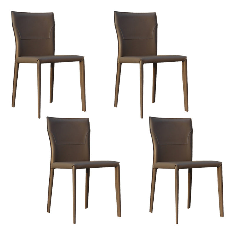 Contemporary Armless Dining Chairs Upholstered Chair for Home Brown 4 Piece Set Clearhalo 'Dining Chairs' 'Dining Tables & Seating' 'dining_chair' 'furn' 'furn_dining_chair' 'Furniture' 'Kitchen & Dining Furniture' 5897608