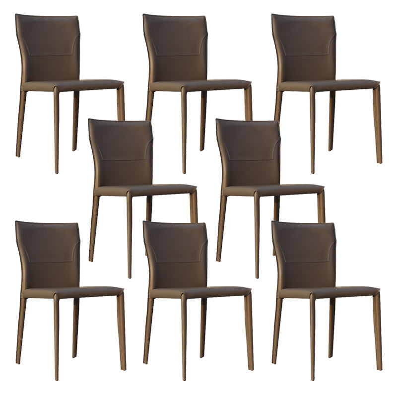 Contemporary Armless Dining Chairs Upholstered Chair for Home Brown 8 Piece Set Clearhalo 'Dining Chairs' 'Dining Tables & Seating' 'dining_chair' 'furn' 'furn_dining_chair' 'Furniture' 'Kitchen & Dining Furniture' 5897610