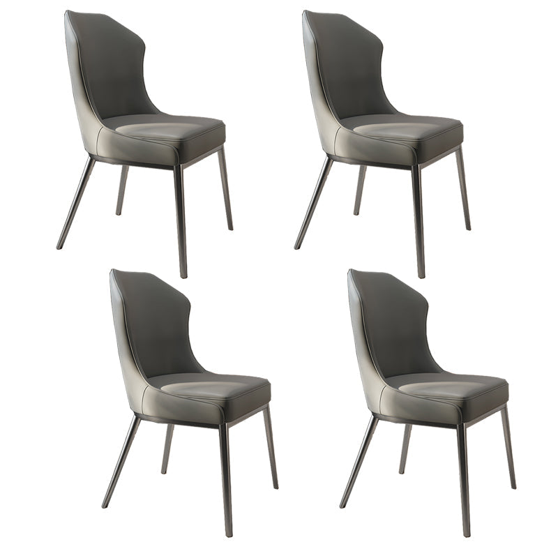 Contemporary Wingback Side Chair Faux Leather Armless Dining Chairs Grey 4 Piece Set Clearhalo 'Dining Chairs' 'Dining Tables & Seating' 'dining_chair' 'furn' 'furn_dining_chair' 'Furniture' 'Kitchen & Dining Furniture' 5897617