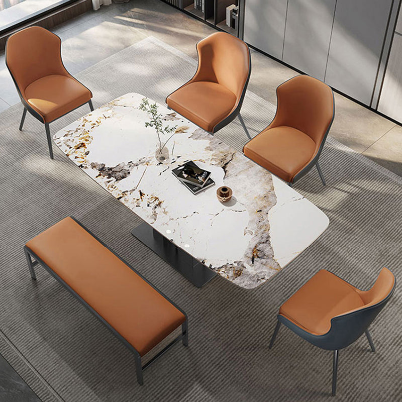 Contemporary Wingback Side Chair Faux Leather Armless Dining Chairs Clearhalo 'Dining Chairs' 'Dining Tables & Seating' 'dining_chair' 'furn' 'furn_dining_chair' 'Furniture' 'Kitchen & Dining Furniture' 5897619