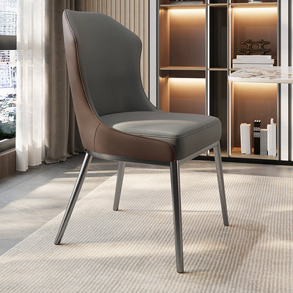 Contemporary Wingback Side Chair Faux Leather Armless Dining Chairs Gray-Brown 1 Piece Clearhalo 'Dining Chairs' 'Dining Tables & Seating' 'dining_chair' 'furn' 'furn_dining_chair' 'Furniture' 'Kitchen & Dining Furniture' 5897622