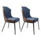Contemporary Wingback Side Chair Faux Leather Armless Dining Chairs Blue-Brown 2 Piece Set Clearhalo 'Dining Chairs' 'Dining Tables & Seating' 'dining_chair' 'furn' 'furn_dining_chair' 'Furniture' 'Kitchen & Dining Furniture' 5897634