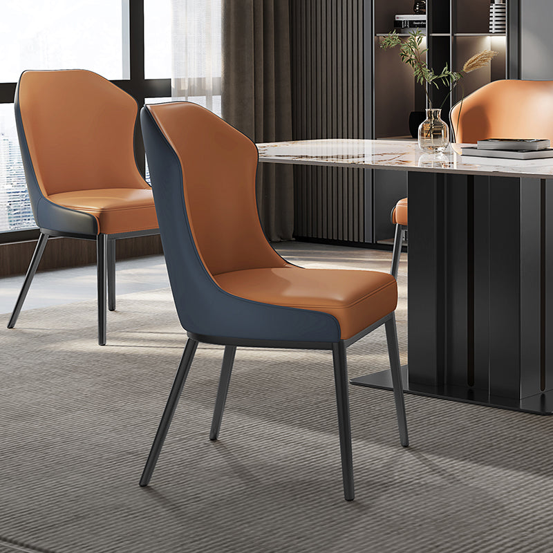 Contemporary Wingback Side Chair Faux Leather Armless Dining Chairs Clearhalo 'Dining Chairs' 'Dining Tables & Seating' 'dining_chair' 'furn' 'furn_dining_chair' 'Furniture' 'Kitchen & Dining Furniture' 5897635