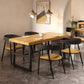 Solid Wood Dining Table Industrial Rectangle Table with Metal Base