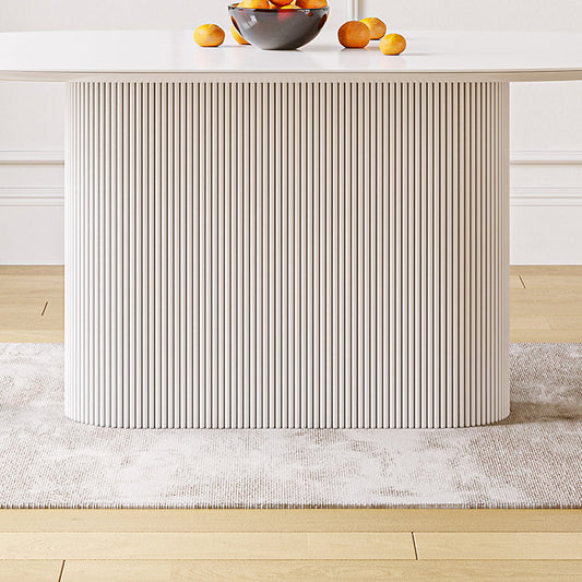 Tavolo da pranzo ovale tavolo da pranzo top in pietra moderna in bianco con base di piedistallo