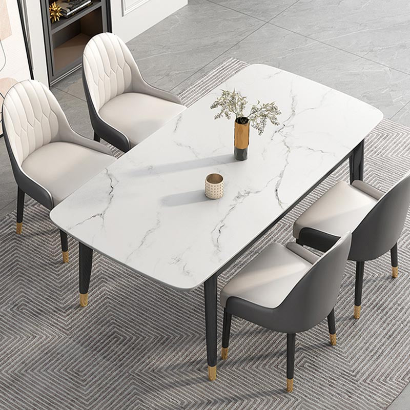 4-foot Metal Table Rectangle Stone Top Traditional Luxury Dining Site Table White 51.2"L x 31.5"W x 29.5"H Without Chairs Clearhalo 'Dining Tables & Seating' 'Dining Tables' 'dining_table' 'furn' 'furn_dining_table' 'Furniture' 'Kitchen & Dining Furniture' 5897752
