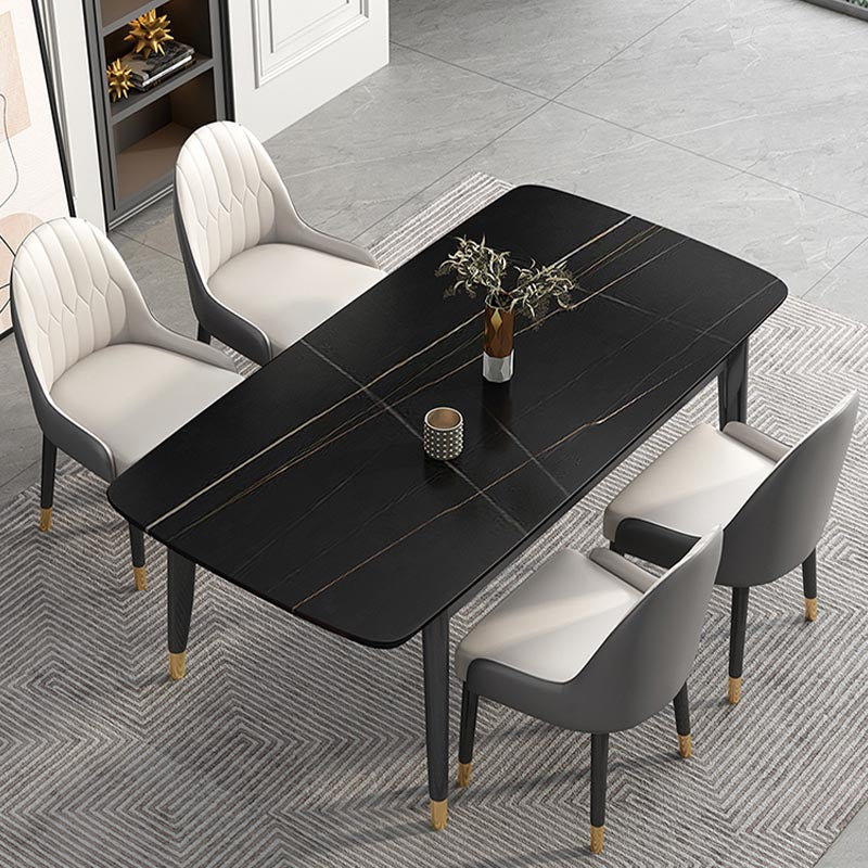 4-foot Metal Table Rectangle Stone Top Traditional Luxury Dining Site Table Black Without Chairs Clearhalo 'Dining Tables & Seating' 'Dining Tables' 'dining_table' 'furn' 'furn_dining_table' 'Furniture' 'Kitchen & Dining Furniture' 5897753