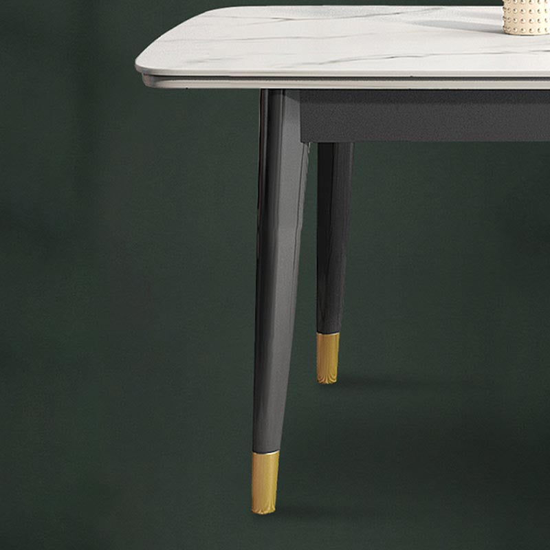 4-foot Metal Table Rectangle Stone Top Traditional Luxury Dining Site Table Clearhalo 'Dining Tables & Seating' 'Dining Tables' 'dining_table' 'furn' 'furn_dining_table' 'Furniture' 'Kitchen & Dining Furniture' 5897757