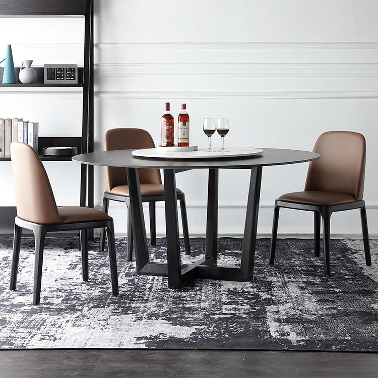 Tavolo da pranzo rotondo moderno tavolo da pranzo in pietra in pietra sinterizzato in nero