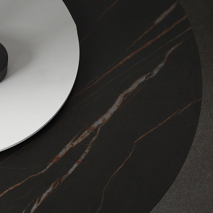 Tavolo da pranzo rotondo moderno tavolo da pranzo in pietra in pietra sinterizzato in nero