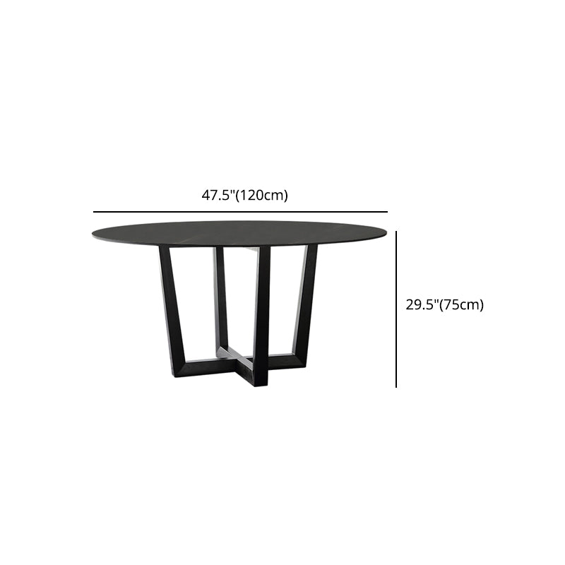 Tavolo da pranzo rotondo moderno tavolo da pranzo in pietra in pietra sinterizzato in nero