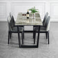 Modern Sled Dining Table Grey Stone Rectangle Home Kitchen Dinner Furniture