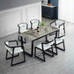 Modern Sled Dining Table Grey Stone Rectangle Home Kitchen Dinner Furniture