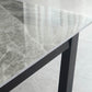 Modern Sled Dining Table Grey Stone Rectangle Home Kitchen Dinner Furniture