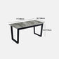 Modern Sled Dining Table Grey Stone Rectangle Home Kitchen Dinner Furniture