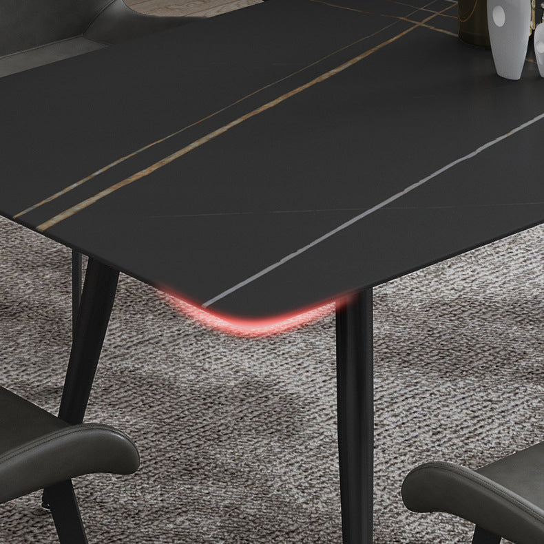 Industrial Dining Table with Black Stone Rectangle Dining Table for Kitchen Clearhalo 'Dining Tables & Seating' 'Dining Tables' 'dining_table' 'furn' 'furn_dining_table' 'Furniture' 'Kitchen & Dining Furniture' 5897892