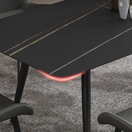 Industrial Dining Table with Black Stone Rectangle Dining Table for Kitchen Clearhalo 'Dining Tables & Seating' 'Dining Tables' 'dining_table' 'furn' 'furn_dining_table' 'Furniture' 'Kitchen & Dining Furniture' 5897892