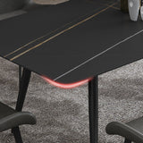 Industrial Dining Table with Black Stone Rectangle Dining Table for Kitchen Clearhalo 'Dining Tables & Seating' 'Dining Tables' 'dining_table' 'furn' 'furn_dining_table' 'Furniture' 'Kitchen & Dining Furniture' 5897892