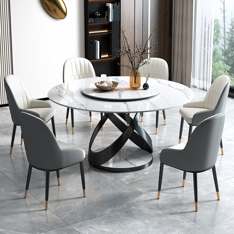 Sintered Stone Top Table Round Dining Table for Home Kitchen Dinner Furniture Black 47.2"L x 47.2"W x 29.5"H Without Chairs Clearhalo 'Dining Tables & Seating' 'Dining Tables' 'dining_table' 'furn' 'furn_dining_table' 'Furniture' 'Kitchen & Dining Furniture' 5897899